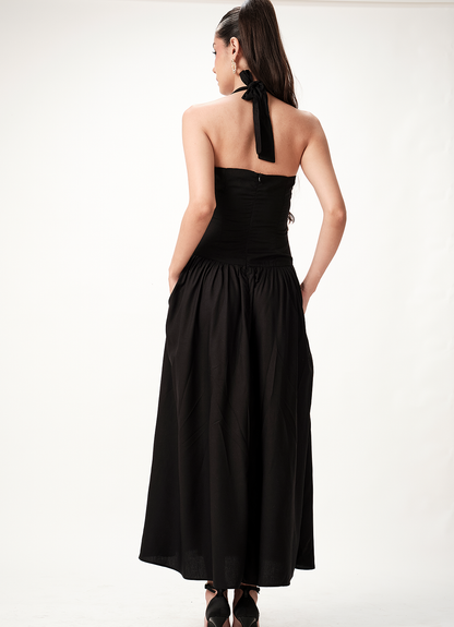 NIRA HALTER DRESS INK