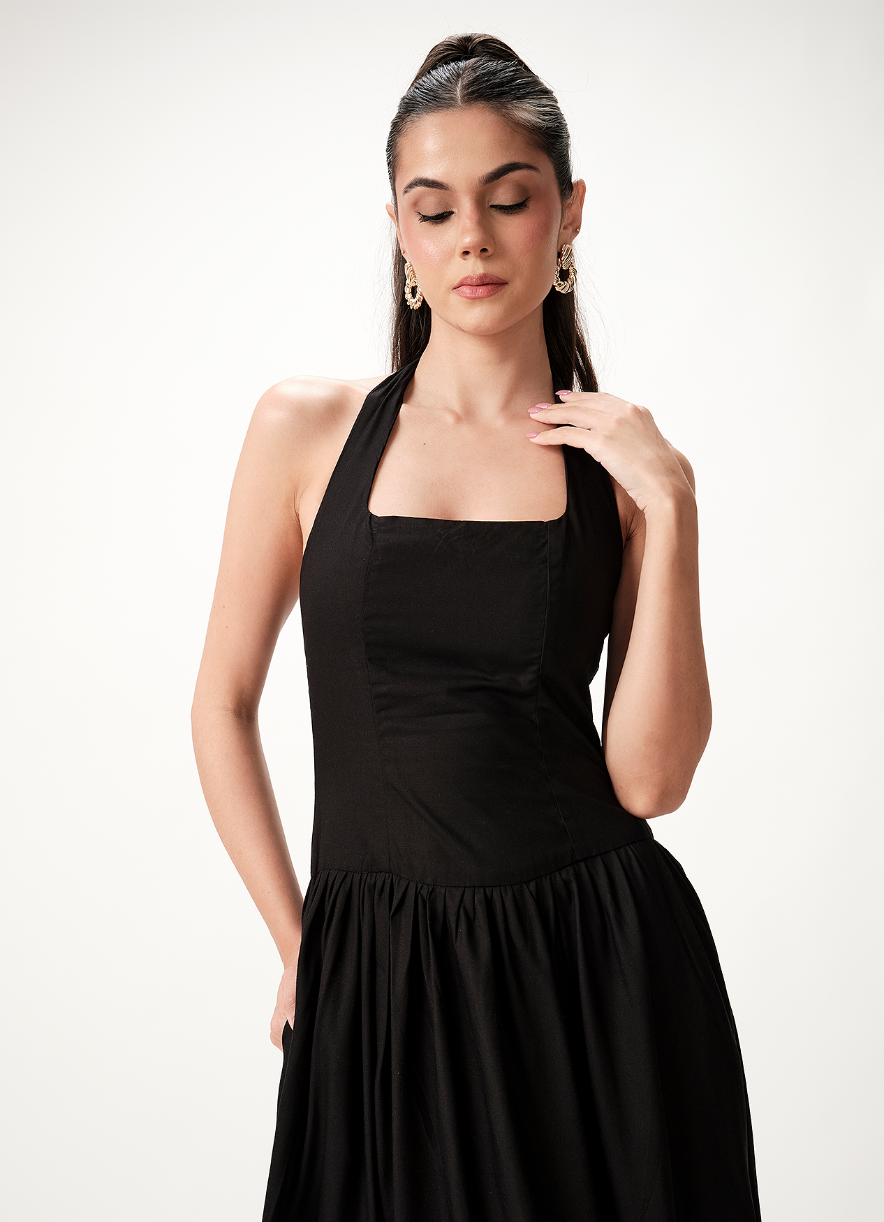 NIRA HALTER DRESS INK