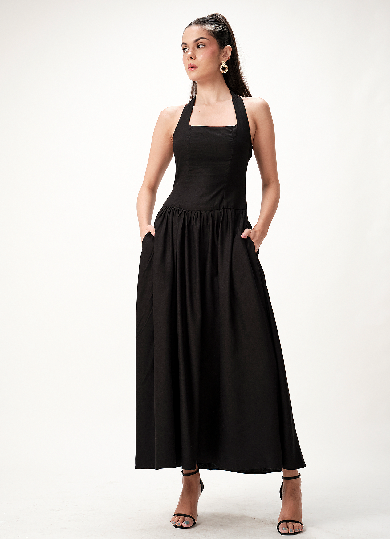 NIRA HALTER DRESS INK