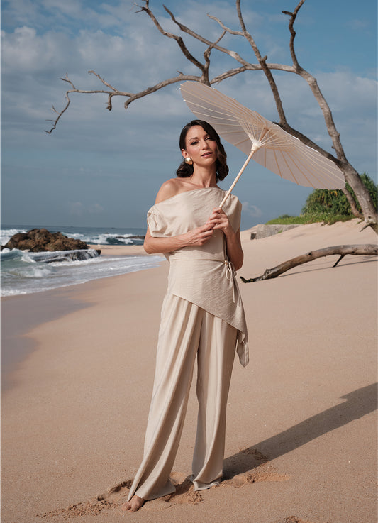 RINA DROP SHOULDER SET : NUDE