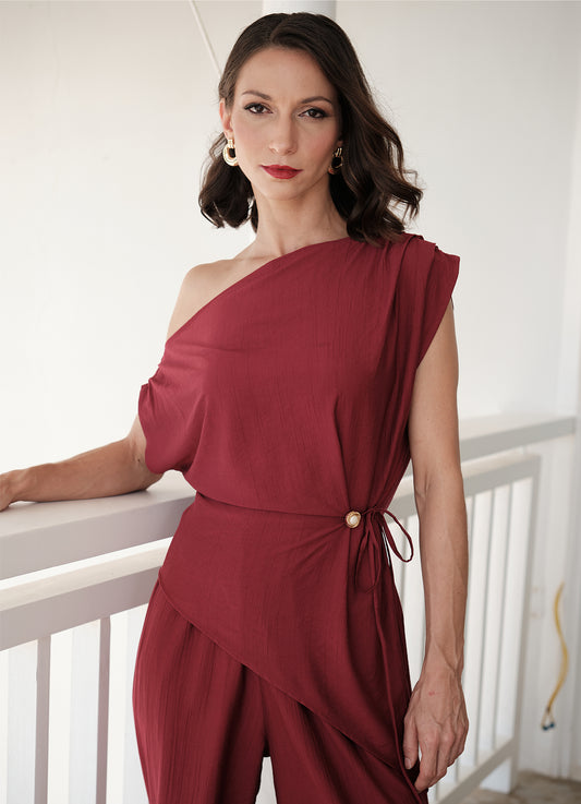 RINA DROP SHOULDER SET : RUBY