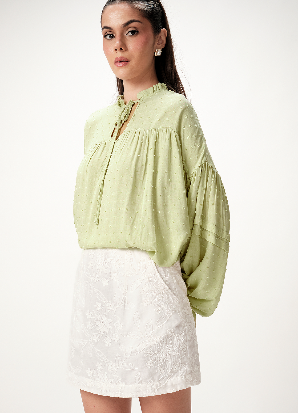 TESSA EMBROIDERED SKIRT WHITE