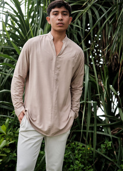 BEIGE LINEN TUNIC SHIRT