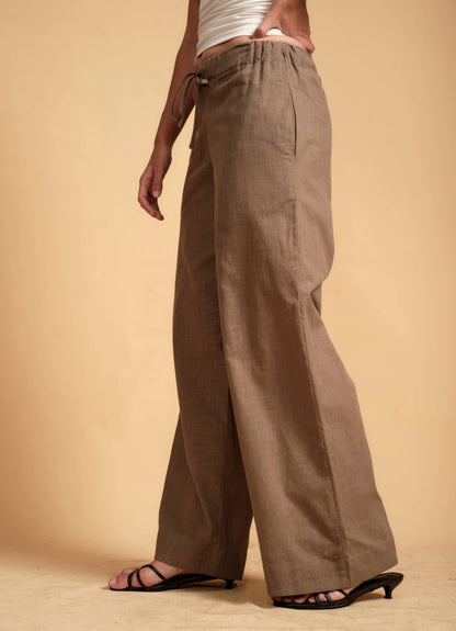 KIA DRAW STRING LINEN PANT MOCHA