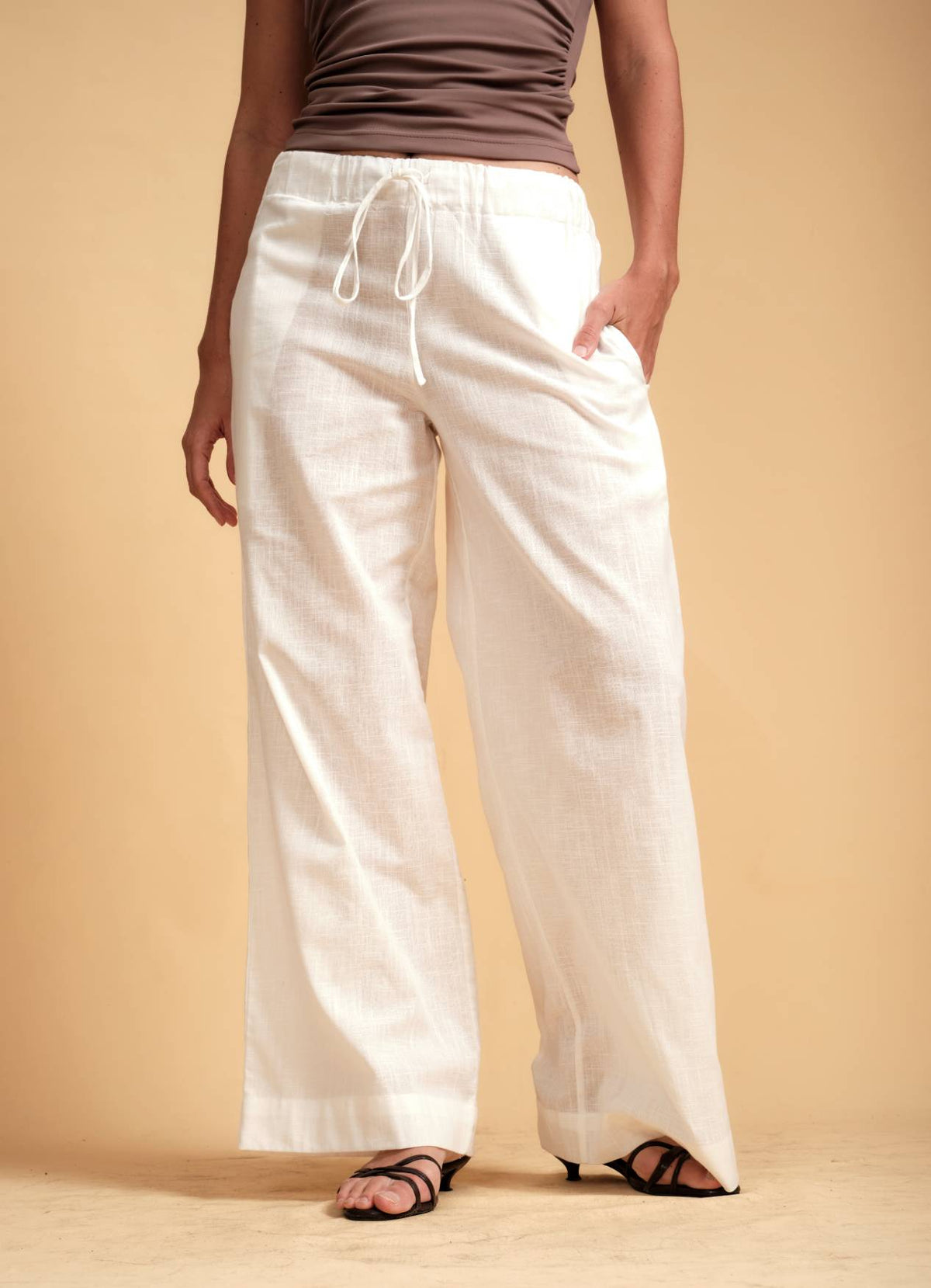 KIA DRAW STRING LINEN PANT VANILLA