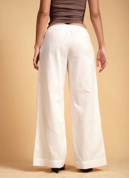KIA DRAW STRING LINEN PANT VANILLA