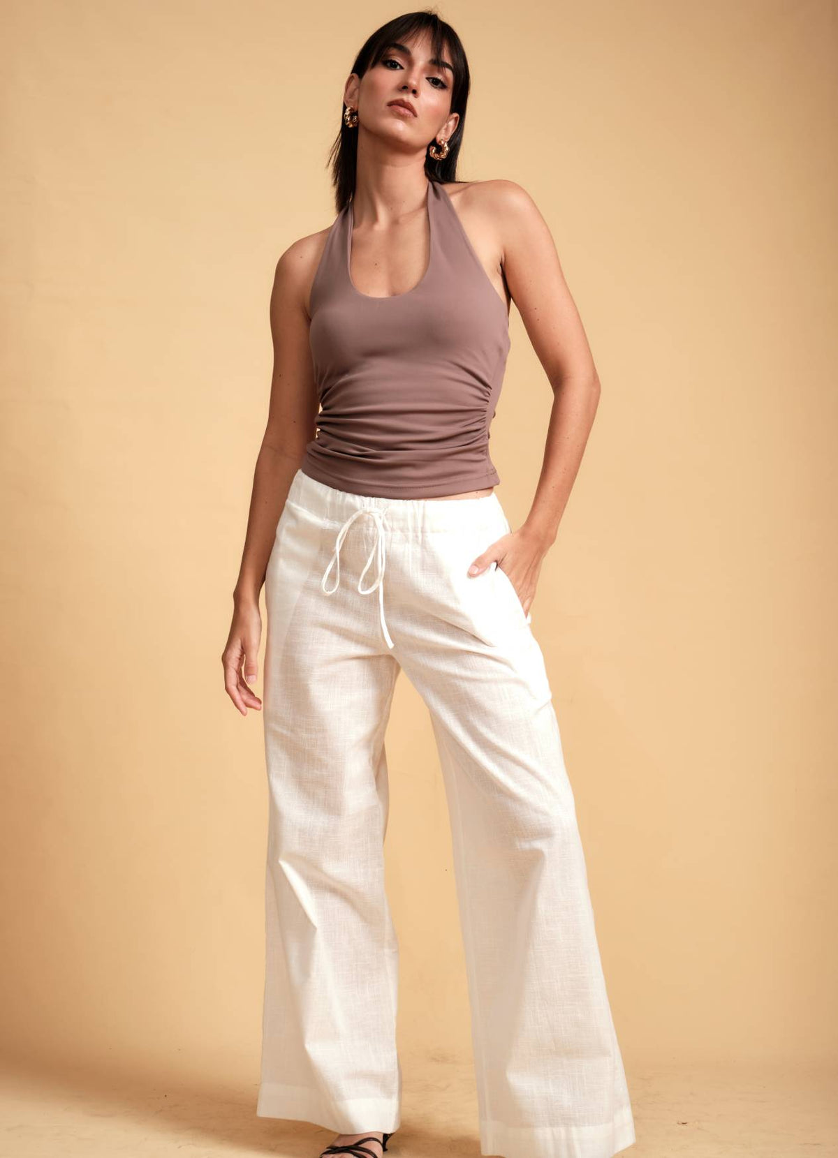 KIA DRAW STRING LINEN PANT VANILLA