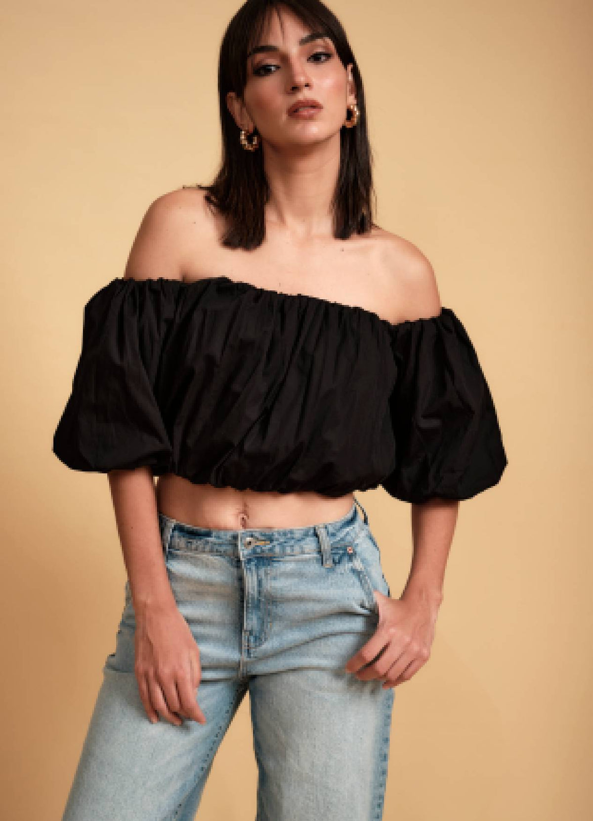 LOLA OFF SHOULDER TOP INK