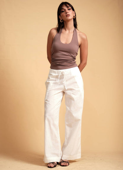 NOVA HALTER CROP TOP MOCHA