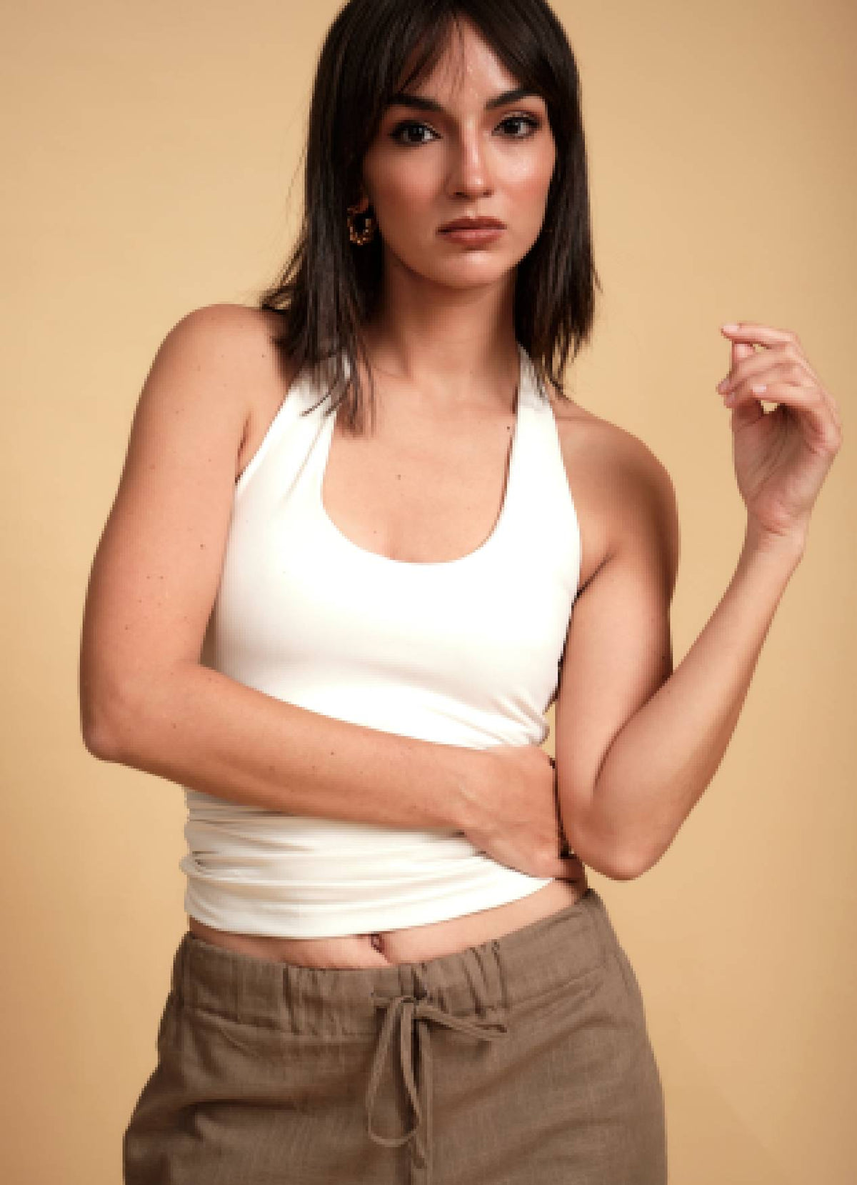 NOVA HALTER CROP TOP VANILLA