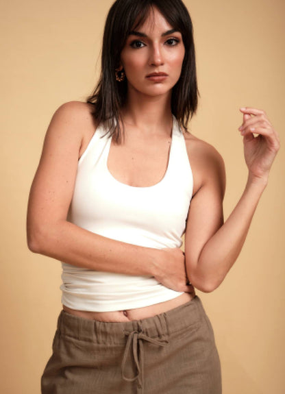 NOVA HALTER CROP TOP VANILLA